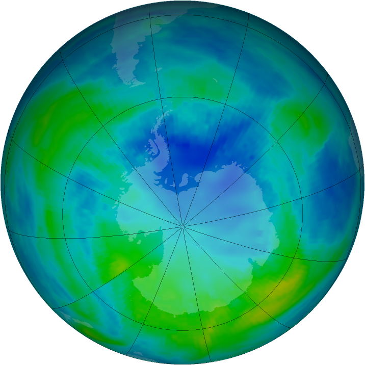 Antarctic ozone map for 23 April 1991